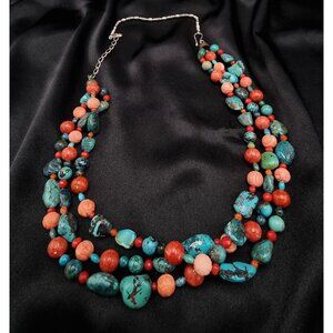 Jay King Mine Finds Turquoise & Coral Multi-Strand Necklace